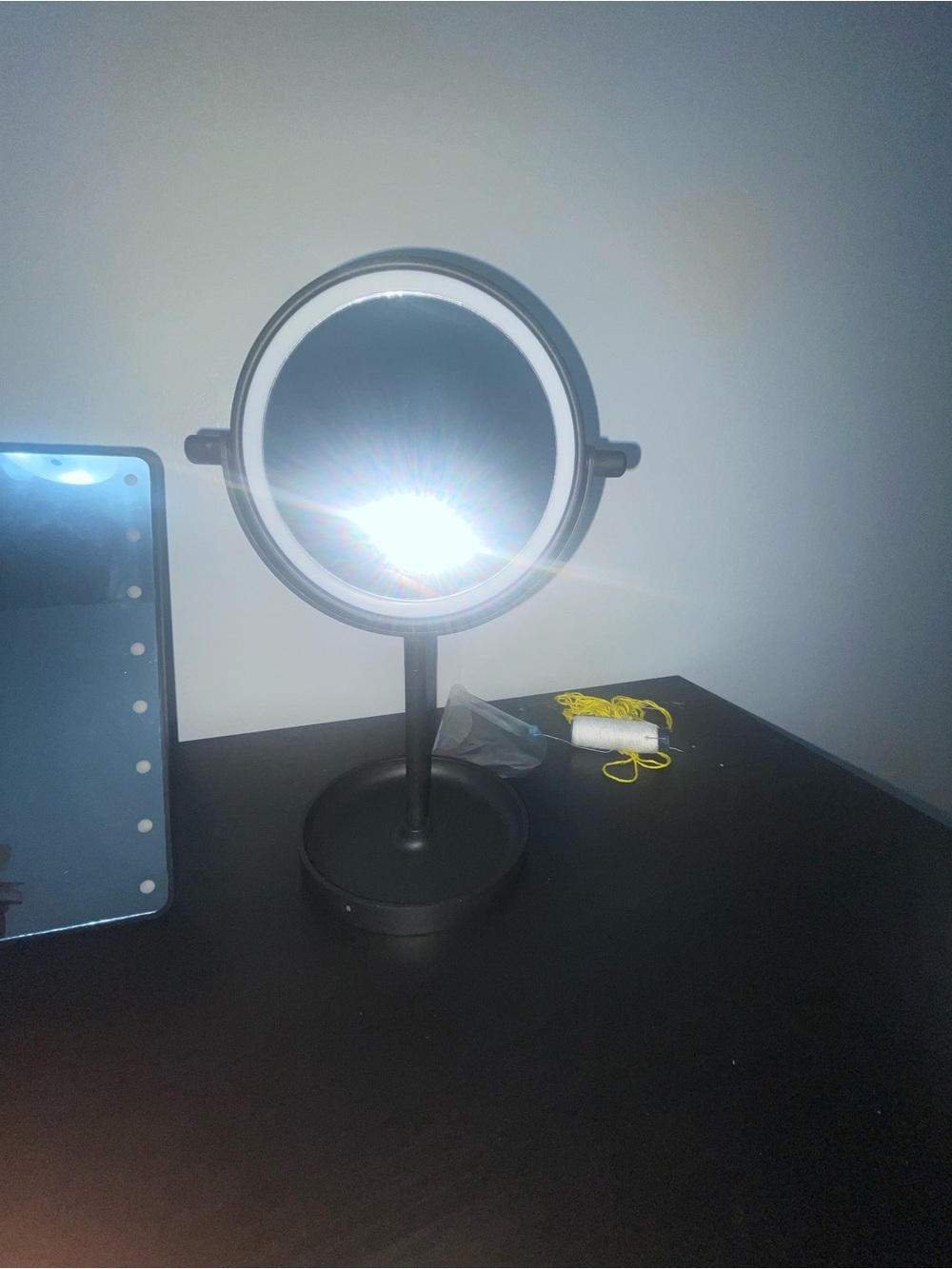 Black Lighted Vanity Mirror with Adjustable Stand